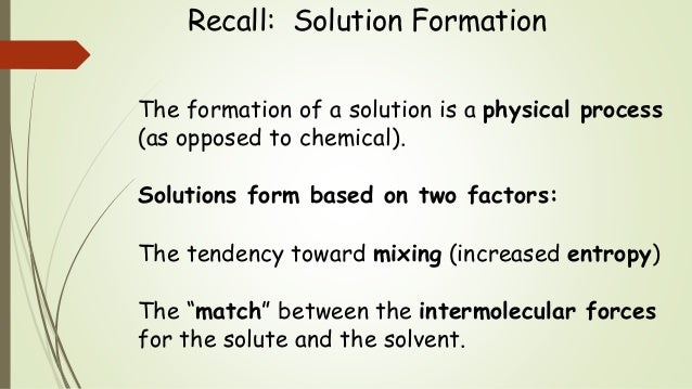 Factors Affecting Solution Formation II