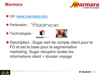 Marmara

l  Url: www.marmara.com

l  Partenaire :

l  Technologies :

l Description : Sugar sert de compte client pour...