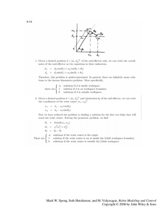 robot dynamics and control spong