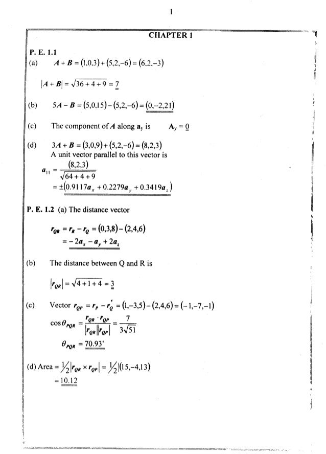 Solutions Manual Elements Of Electromagics Sadiku 3rd
