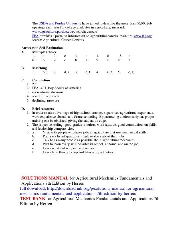 Solutions Manual For Agricultural Mechanics Fundamentals And Applicat