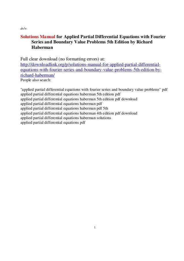 Solutions Manual For Applied Partial Differential Equations - 
