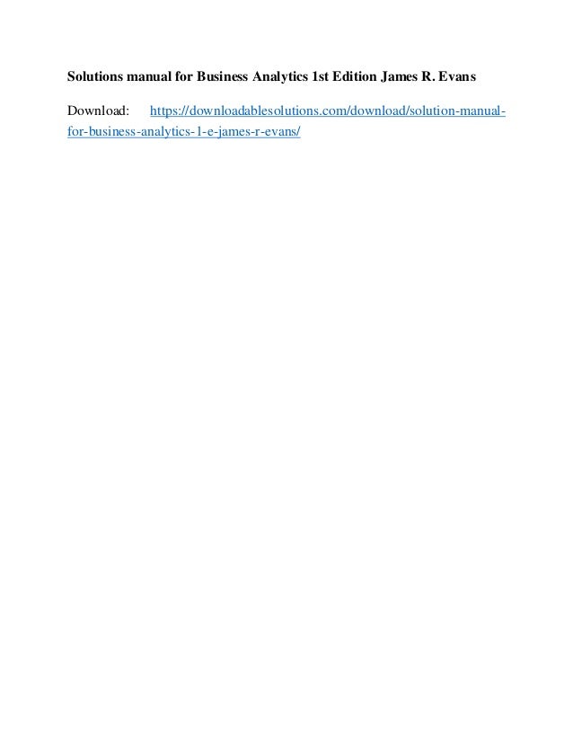 Business Analytics (2nd edition) - James Evans - eTextBook business analytics james r evans pdf download