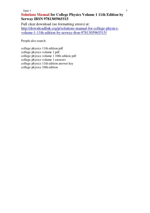 College Physics 11th Edition Answer Key Pdf Textbook