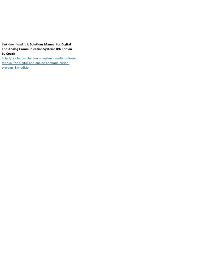 Solutions Manual For Digital And Analog Communication Systems 8th Edi