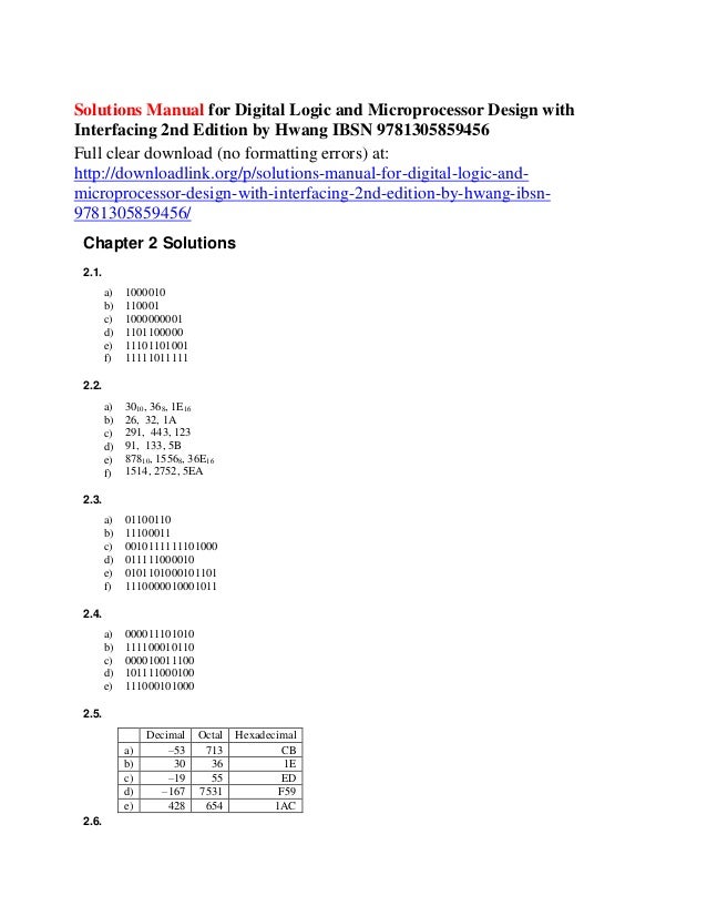 Complete Solution Manual For Digital Design 2nd Edition By Frank