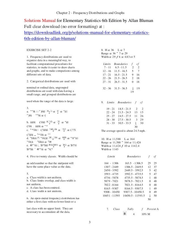 Solutions Manual For Elementary Statistics 6th Edition By