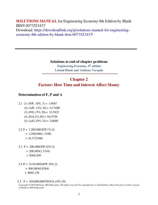 Solutions Manual For Engineering Economy 8th Edition By