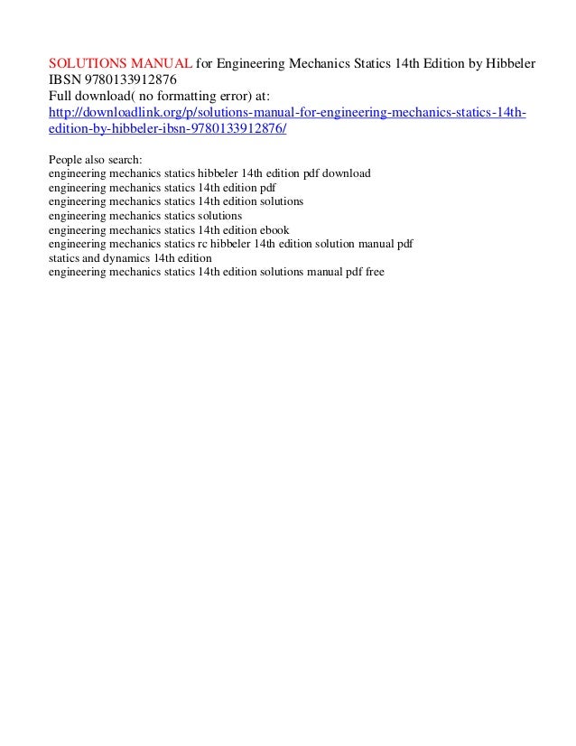 statics hibbeler solutions 14th statics hibbeler solutions 14th