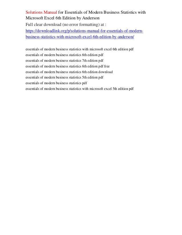 essentials of modern business statistics 7th edition pdf download