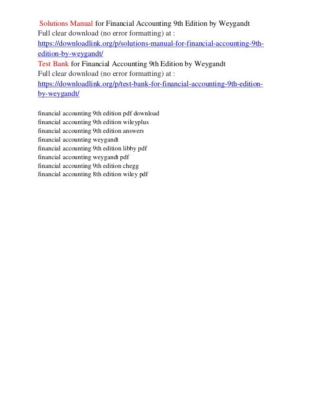 Solutions Manual For Financial Accounting 9th Edition Weygandt