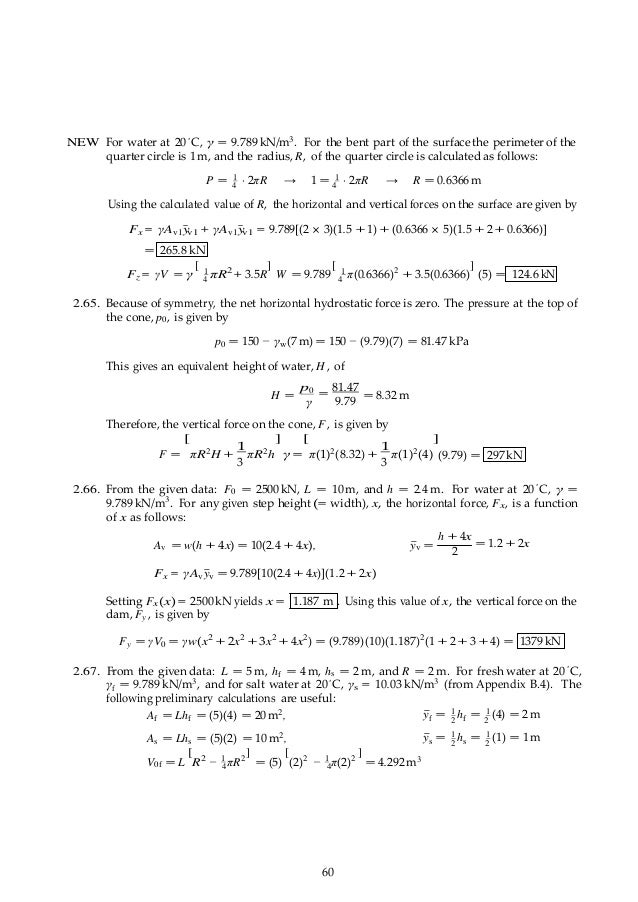 Solutions Manual For Fluid Mechanics For Engineers 1st Edition By Chi