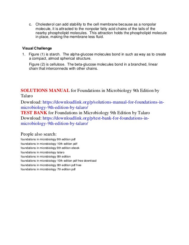 Solutions manual for foundations in microbiology 9th edition by talaro