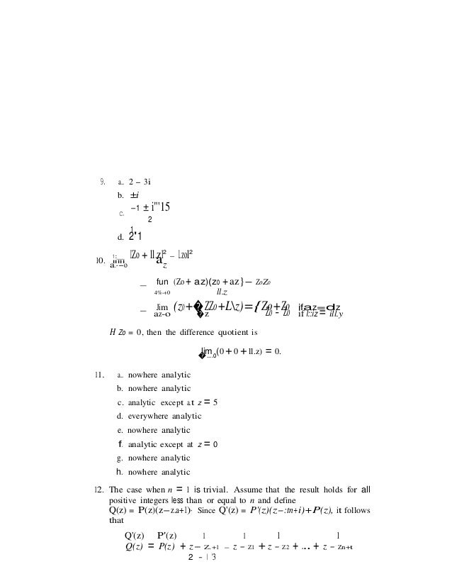 Solutions Manual For Fundamentals Of Complex Analysis With Applicatio