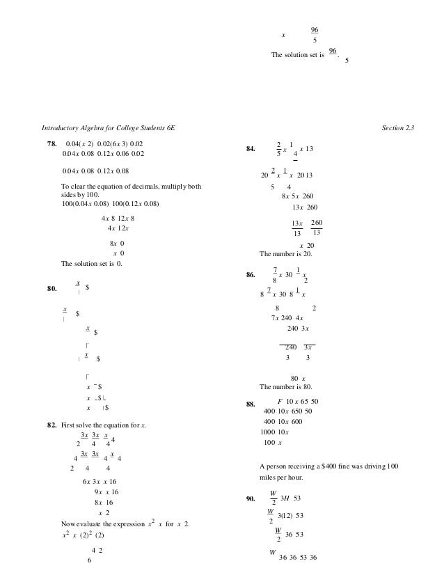 Solutions Manual For Introductory Algebra For College Students 6th Ed
