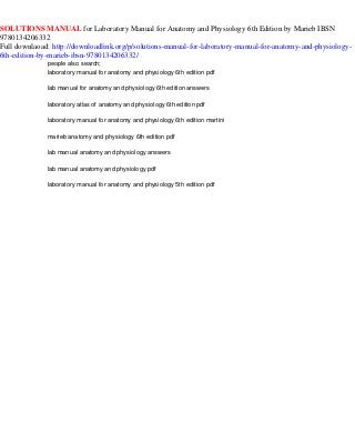 Solutions Manual For Laboratory Manual For Anatomy And Physiology 6th