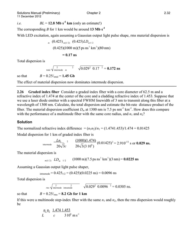 Solutions manual for optoelectronics and photonics principles and