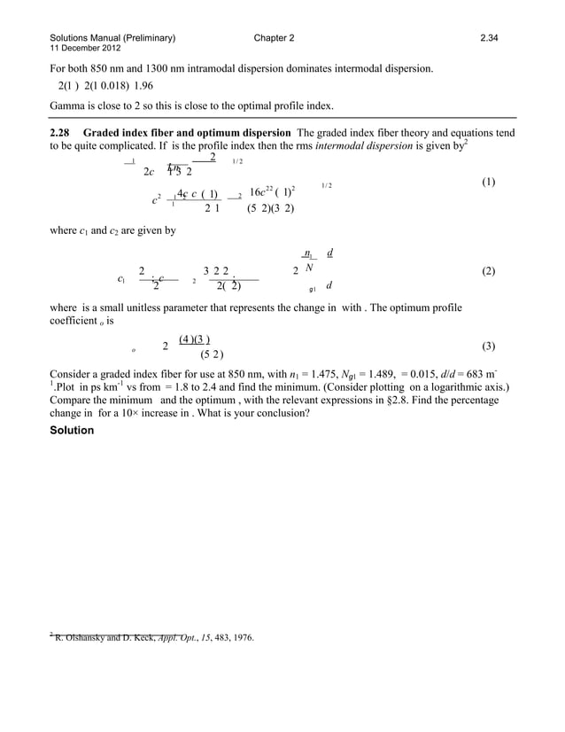 Solutions manual for optoelectronics and photonics principles and