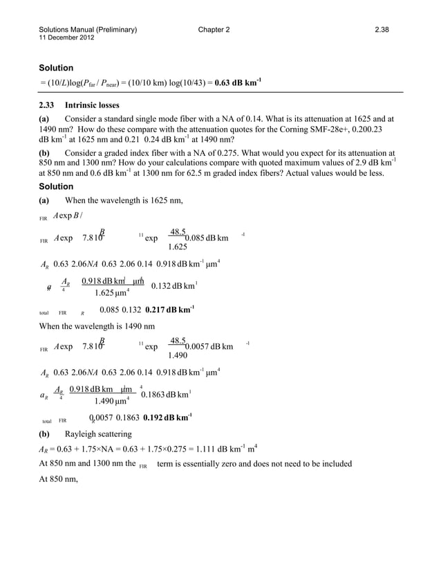 Solutions manual for optoelectronics and photonics principles and