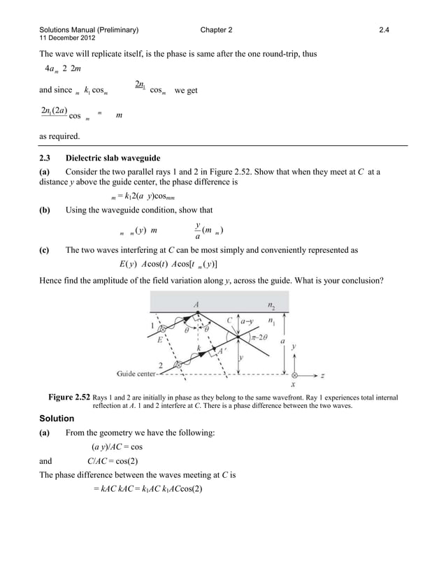 Solutions manual for optoelectronics and photonics principles and