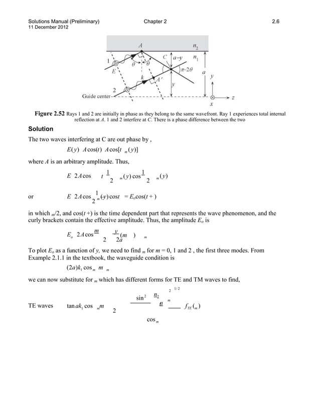Solutions manual for optoelectronics and photonics principles and