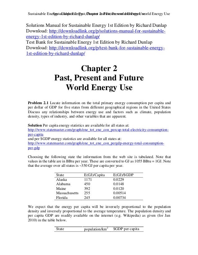 solutions manual for sustainable energy 1st edition by sustainable energy solution
