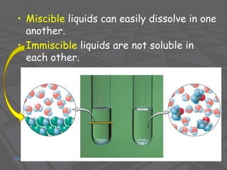 • Miscible liquids can easily dissolve in one
another.
• Immiscible liquids are not soluble in
each other.
Chemistry-Borders
 
