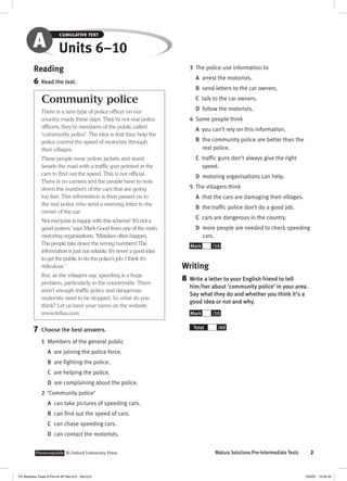 Solutions pre intermediate cumulative test a