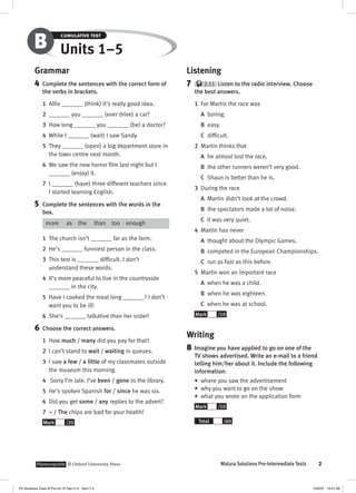 Solutions pre intermediate cumulative test b | PDF