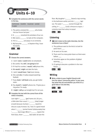 Solutions pre intermediate cumulative test b | PDF