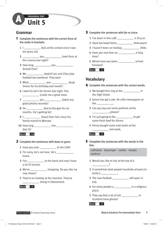Solutions pre intermediate progress test a