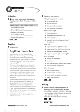 Solutions pre intermediate progress test a