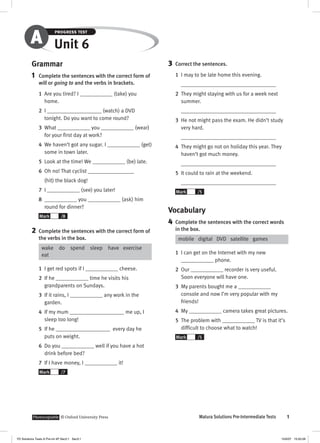 Solutions pre intermediate progress test a
