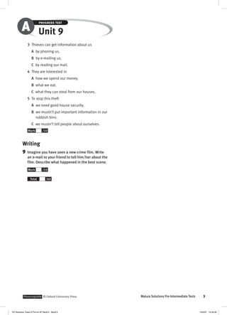 Solutions pre intermediate progress test a