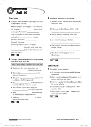 Solutions pre intermediate progress test a