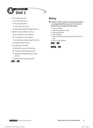 Solutions pre intermediate progress test a