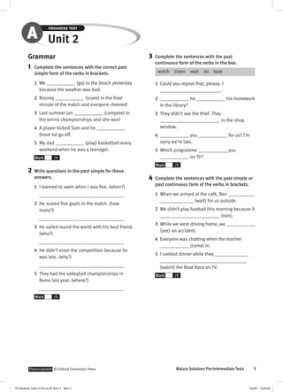 Solutions pre intermediate progress test a