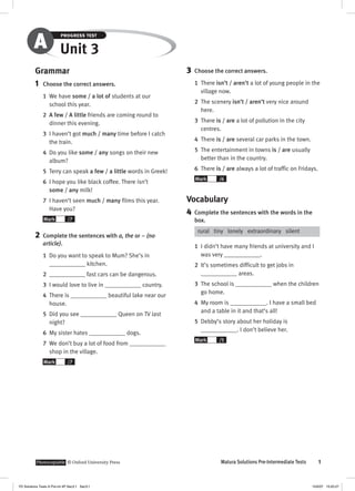 Solutions pre intermediate progress test a