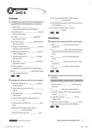 Solutions pre intermediate progress test a