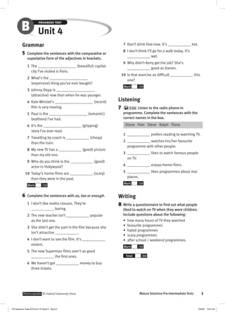 Solutions pre intermediate progress test b | PDF