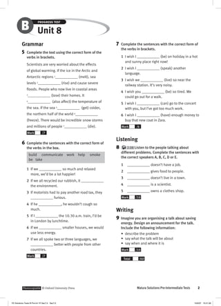 Solutions pre intermediate progress test b | PDF
