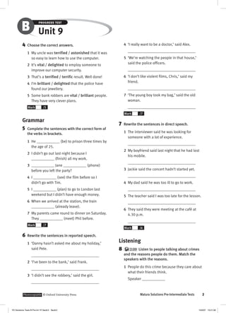 Solutions pre intermediate progress test b | PDF