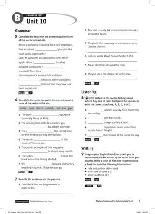 Solutions pre intermediate progress test b | PDF