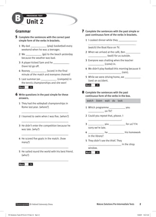 Solutions pre intermediate progress test b | PDF