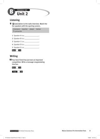 Solutions pre intermediate progress test b | PDF