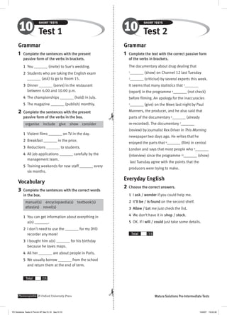 Solutions pre intermediate short tests