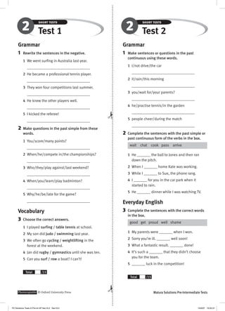 Solutions pre intermediate short tests