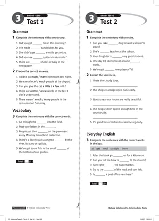 Solutions pre intermediate short tests