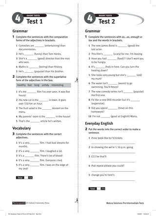 Solutions pre intermediate short tests