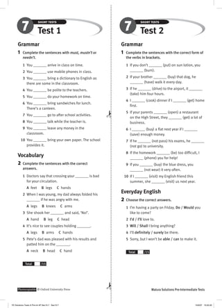 Solutions pre intermediate short tests